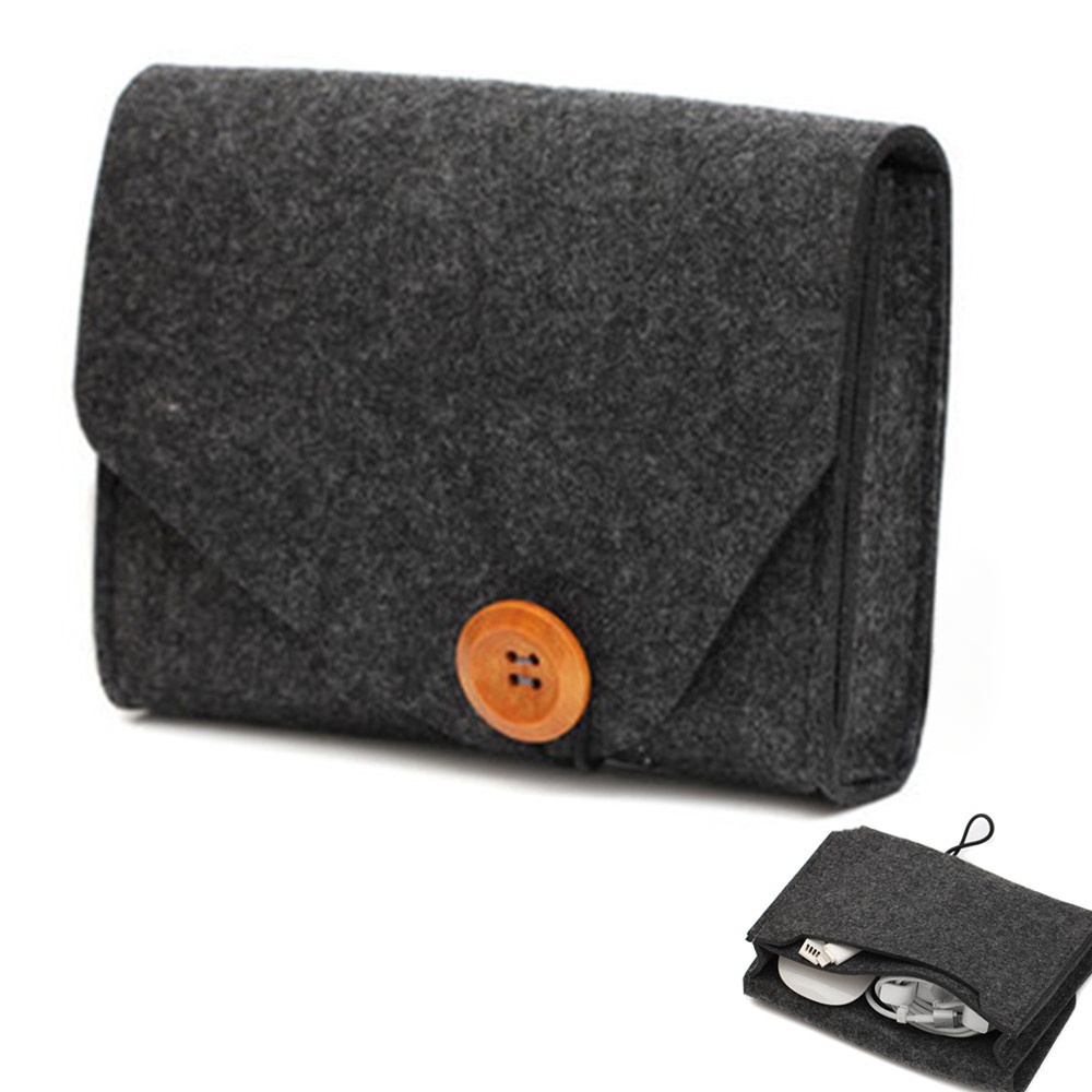 Tech Accessories Case - กระเป๋าเก็บผ้าสักหลาดแบบพกพาสำหรับการเดินทางกลางแจ้งอุปกรณ์อิเล็กทรอนิกส์สายดิจิตอลอุปกรณ์จัดระเบียบชาร์จหูฟังกระเป๋าเก็บเครื่องสำอาง