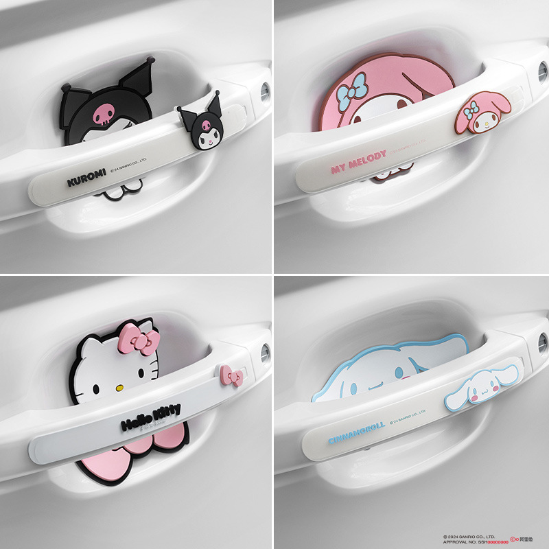 Kawaii Tech Accessories - แถบกันกระแทกประตูรถยนต์ของแท้จากซานริโอ คุโรมิ แผ่นกันรอยขีดข่วนที่มือจับประตูรถยนต์ ของตกแต่งลายการ์ตูน