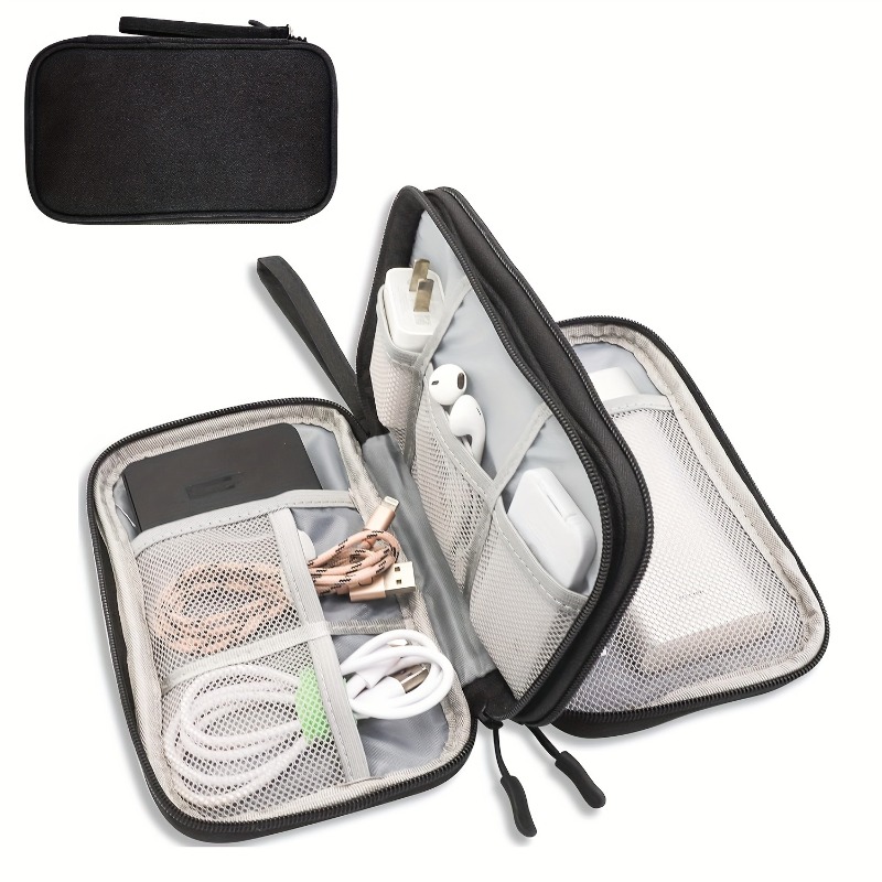 Tech Accessories Case - กระเป๋าจัดระเบียบสำหรับเดินทาง, กระเป๋าเก็บของหลายช่อง, เหมาะสำหรับใส่ของใช้ในห้องน้ำ, อุปกรณ์เครื่องสำอาง, และสายเคเบิลอิเล็กทรอนิกส์