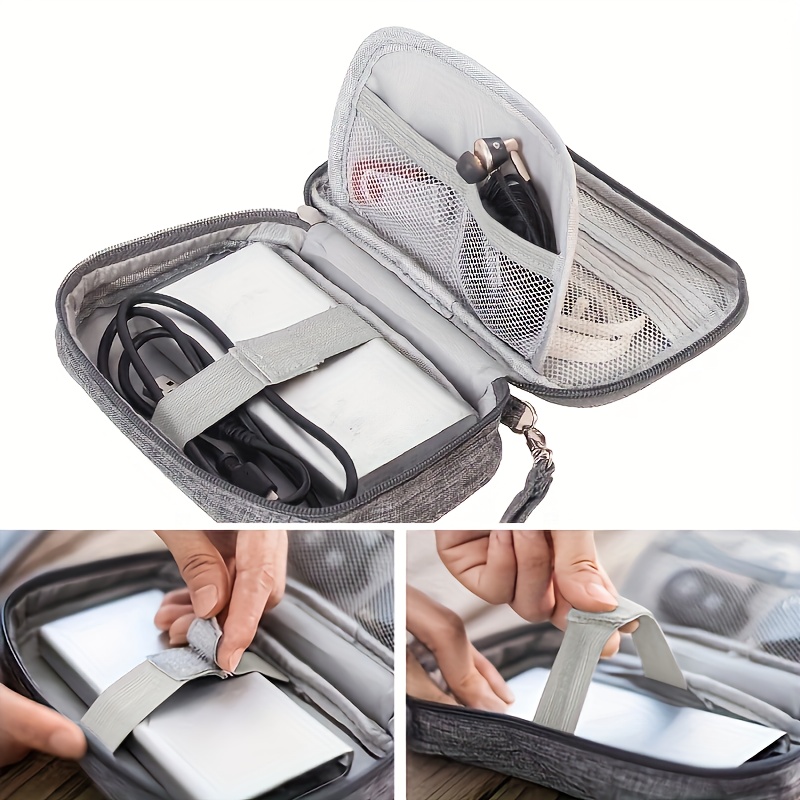 Tech Accessories Case - กระเป๋าใส่อุปกรณ์อิเล็กทรอนิกส์แบบพกพาสำหรับจัดระเบียบสายเคเบิลอุปกรณ์จัดระเบียบสำหรับแบตสำรองชาร์จเคสอุปกรณ์อิเล็กทรอนิกส์แบบมีซิป