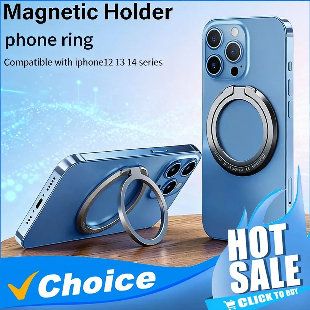 Mobile Tech Accessories - ที่จับโทรศัพท์แบบแม่เหล็กพร้อมขาตั้งปรับระดับได้ อุปกรณ์เสริมแหวนแม่เหล็กสำหรับเคสโทรศัพท์มือถือ iPhone และ Samsung